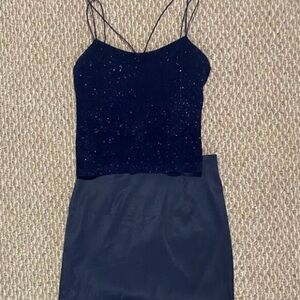 Navy Sparkle Cami Slip Dress